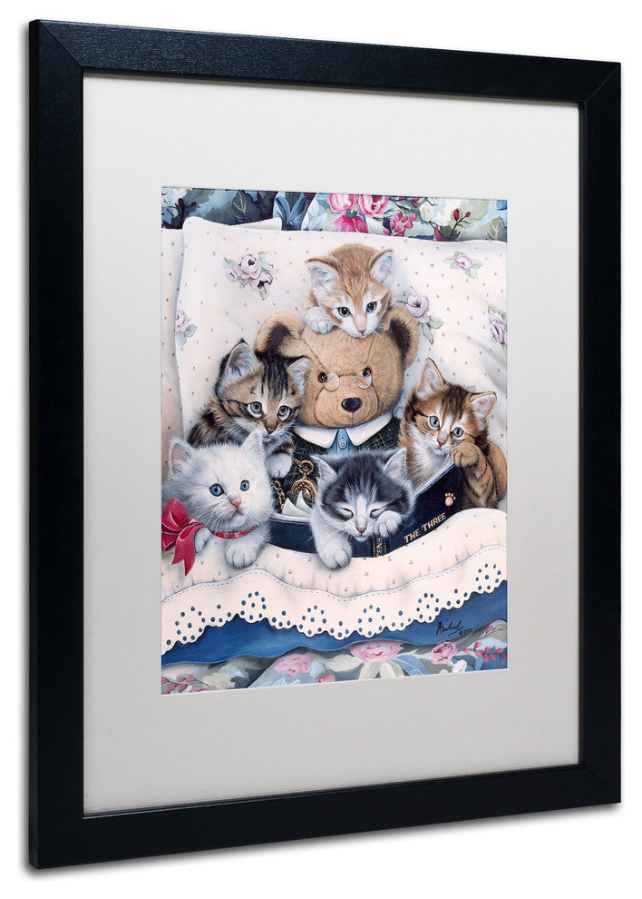 Jenny Newland 'Kittens And Teddy Bear' Matted Framed Art, 20x16