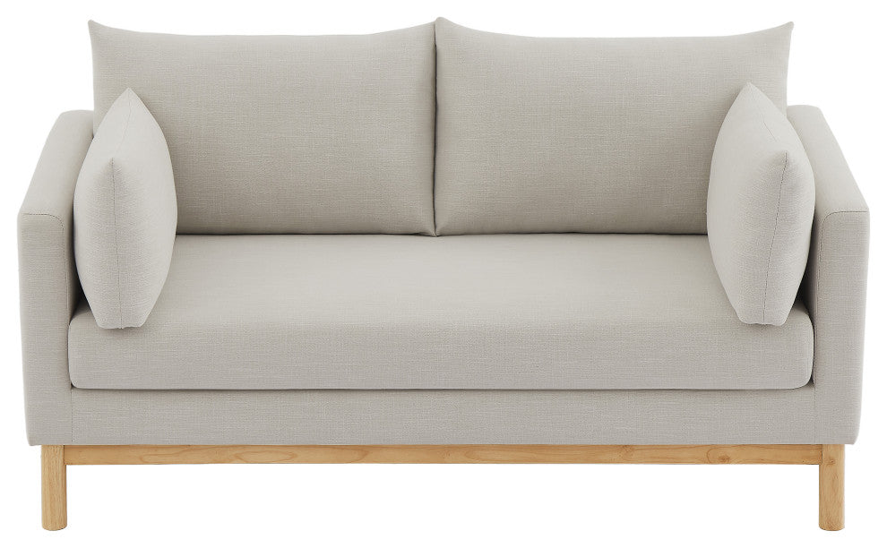 Langham Linen Textured Fabric Upholstered Loveseat, Beige