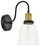 Brass And Black Finish 1-Light Wall Sconce