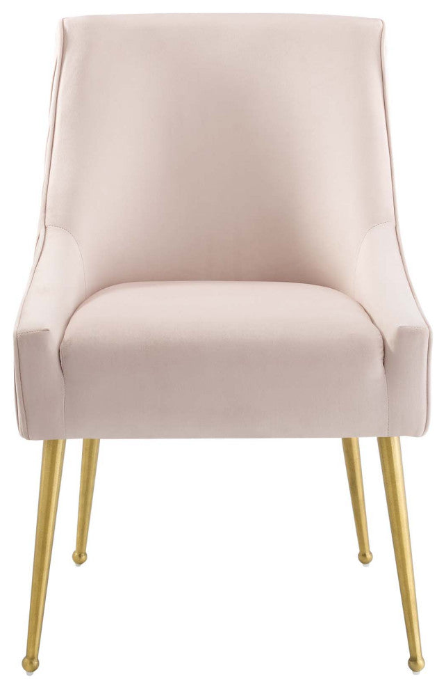 Discern Pleated Back Upholstered Performance Velvet Dining Chair Pink
