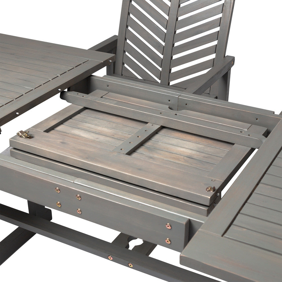 5-Piece Extendable Outdoor Patio Dining Set, Gray Wash