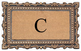 Carson Bronze/Beige Rubber And Coir 24"x36", Monogrammed Doormat, C