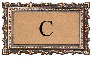 Carson Bronze/Beige Rubber And Coir 24"x36", Monogrammed Doormat, C