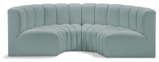 Arc Vegan Leather Upholstered 4-Pc. Inward Curved Modular Sectional, Green