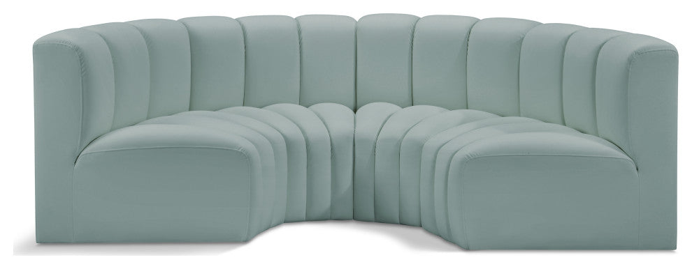 Arc Vegan Leather Upholstered 4-Pc. Inward Curved Modular Sectional, Green