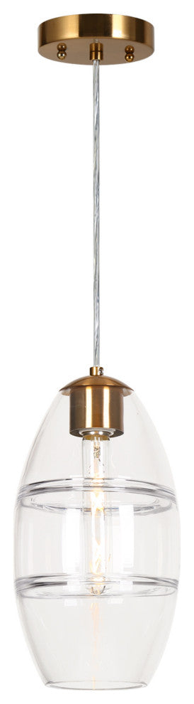 LNC Celery 1-Light Ribbed-Glass Rounded Pendant Light