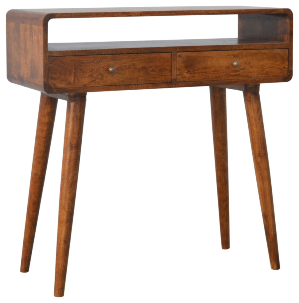 Curved Chestnut Console Table