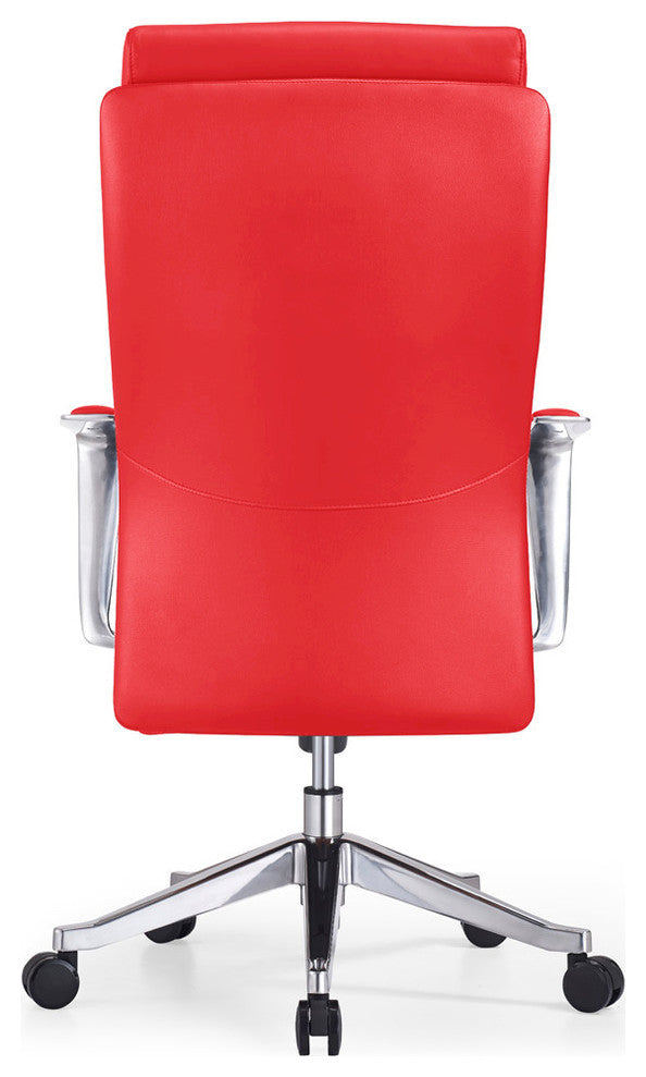 Adjustable Ergonomic Draper Leather Executive Chair With Aluminum Frame, Red