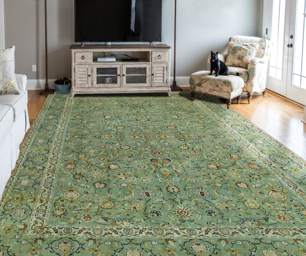 Super Vintage Distressed Calvert Lt. Green/Red Rug, 10'2 x 13'0
