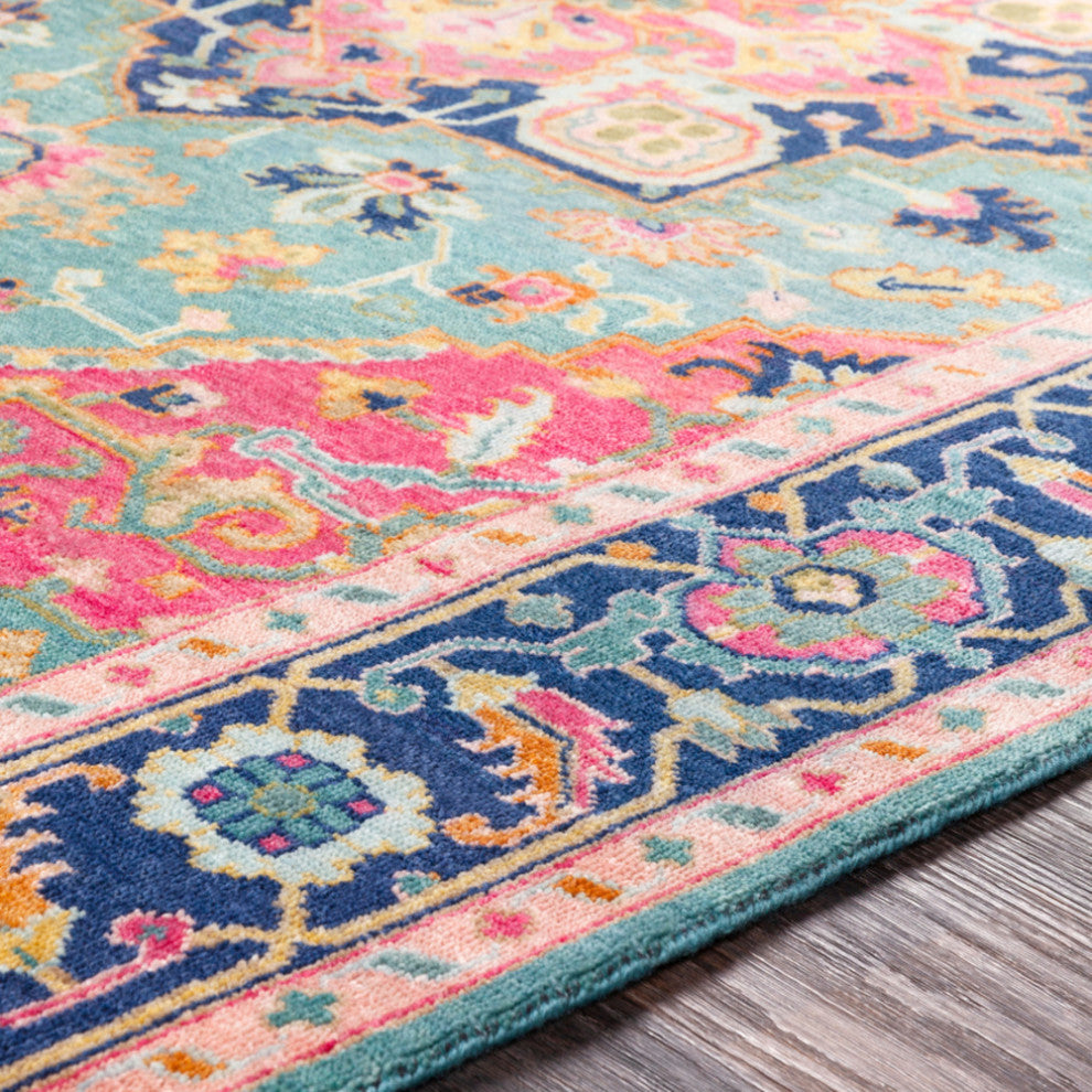 Surya Antique ATQ-1015 Traditional Area Rug, Teal, 8' x 11' Rectangle