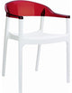 Carmen Modern Dining Chair White Seat Transparent Red Back, Set of 2, Red