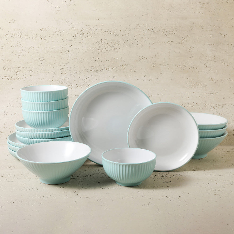 Christian Siriano Lustra Stoneware 32 Piece Dinnerware Set, Teal