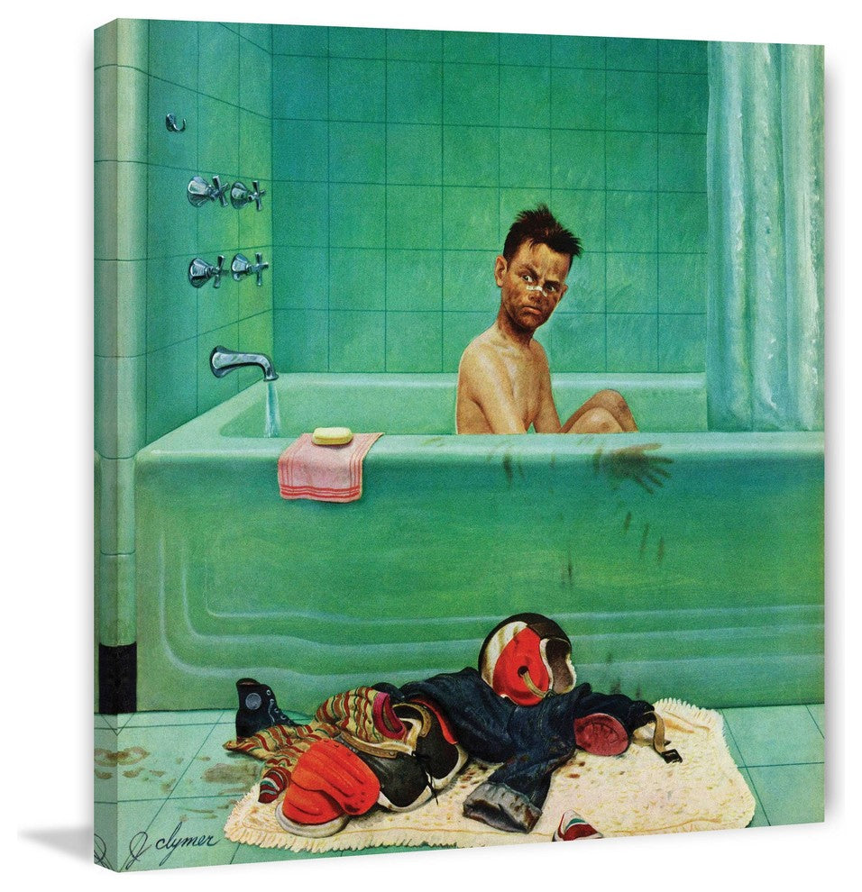 "Quarterback in the Tub" Painting Print on Canvas by John Clymer