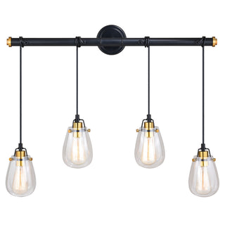 Kassidy 4L Dual Mount Linear Chandelier or Vanity Light Black and Natural Brass