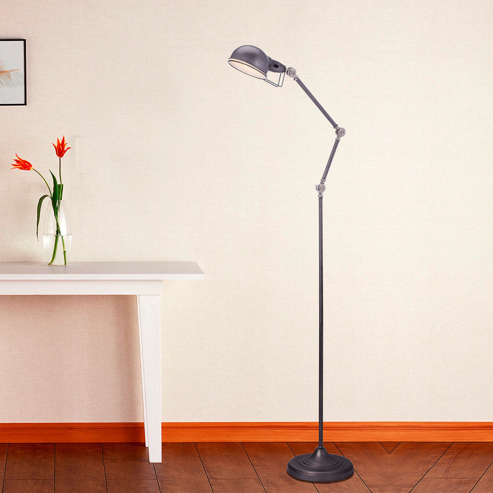 Fangio Lighting 57" Metal Floor Lamp, Matte Silver