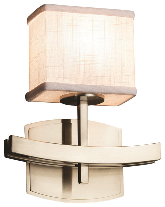 Textile Archway 1-Light Wall Sconce, Rectangle, White Fabric Shade