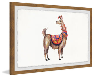 "Trendy Llama" Framed Painting Print, 18"x12"