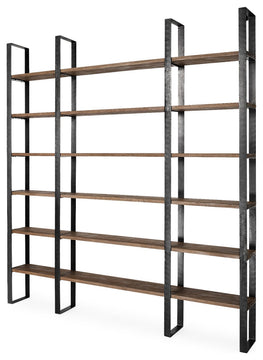 Black Iron Framed Wooden Shelving Unit