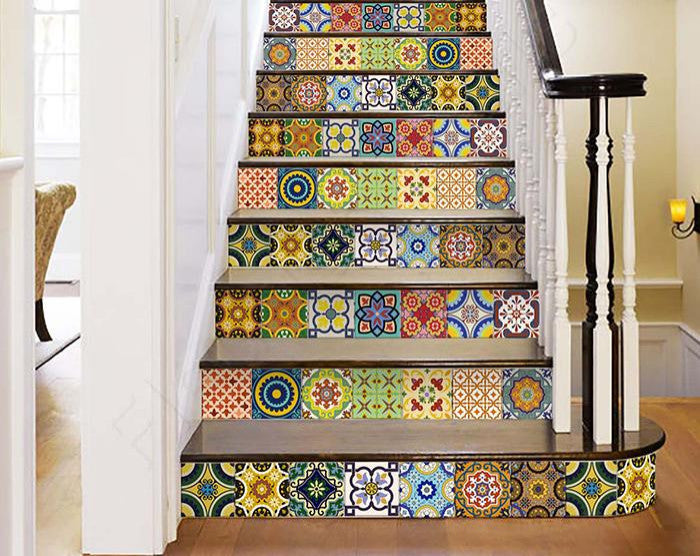 7" X 7" Mediterranean Brights Peel And Stick Removable Tiles