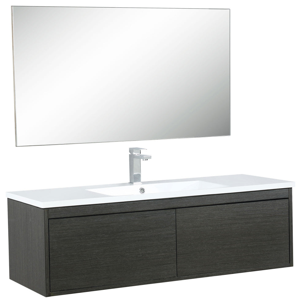 Sant 48 Iron Vanity, Acrylic Top With Sink, Gun Metal Faucet Set, 43 Mirror