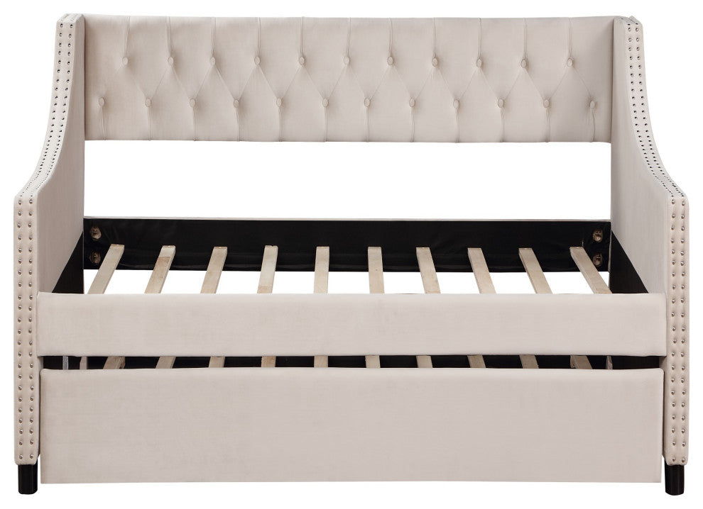 Gewnee Daybed with Trundle Upholstered Tufted Sofa Be