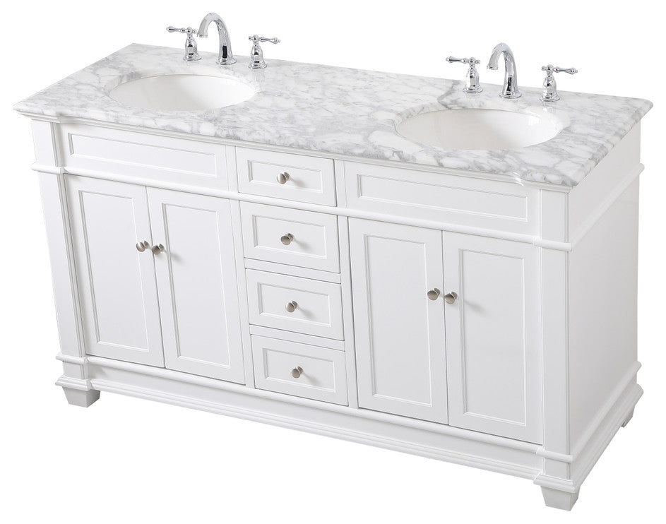 Home Living 60" Double Bathroom Vanity Set, White