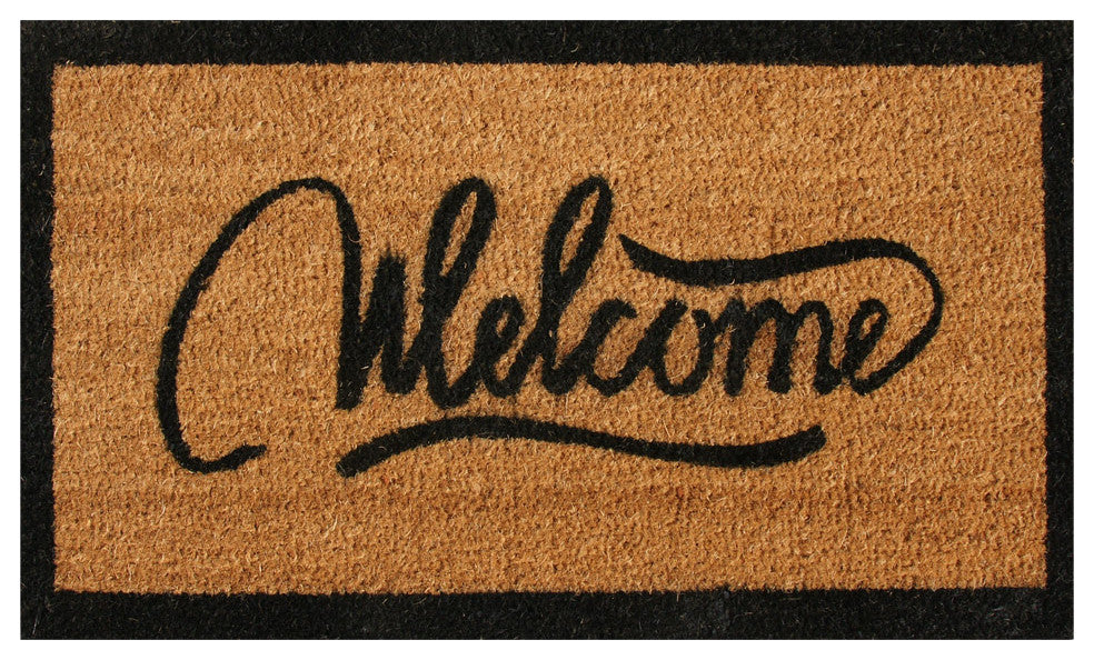 Rubber-Cal "Modern Ribbon Script" Coir Welcome Mat 15mm X 18" X 30"