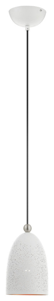 Livex Lighting Arlington 1 Light White, Brushed Nickel Accents Petite Pendant