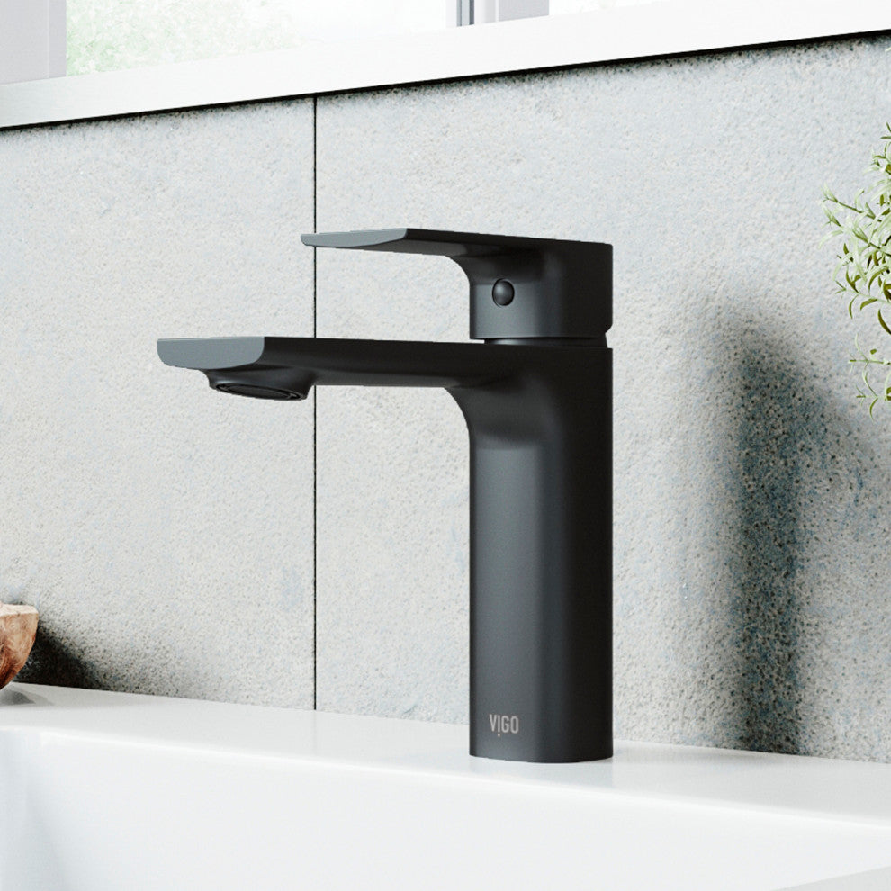 VIGO 6" H Davidson Single Handle Single Hole Faucet, Matte Black, Without Extras