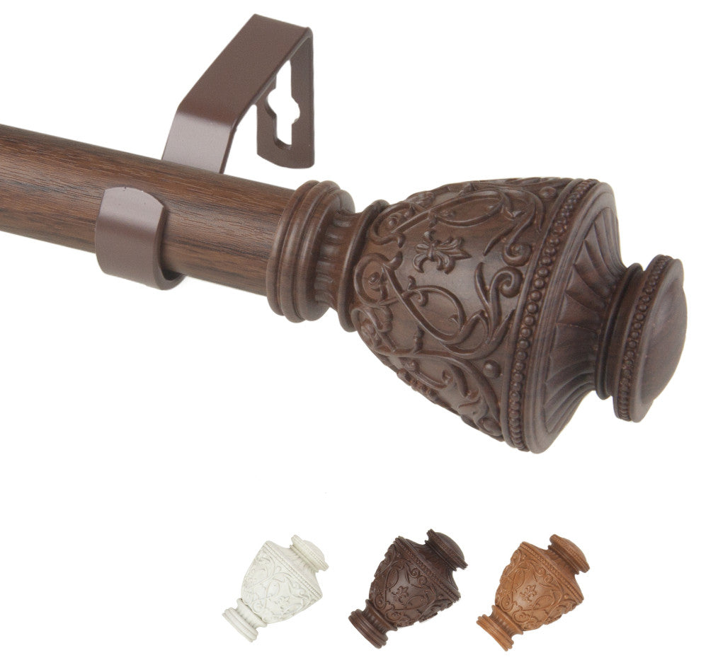 Carolina 1" Diameter Curtain Rod, Dark Walnut, 48-84"