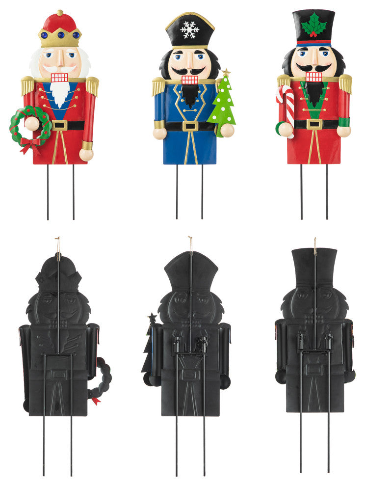 Metal Nutcracker Yard Stakes, 3-Piece Set