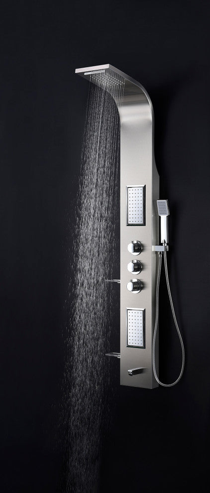 ANZZI Mesmer 58" Full Body Shower Panel, Brushed Steel