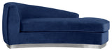 Julian Velvet Upholstered Chaise, Navy, Chrome Base