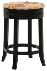 Irving 24" Swivel Rush Seat Counter Stool, Antique Black
