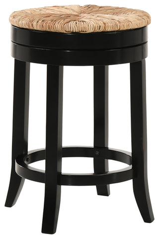 Irving 24" Swivel Rush Seat Counter Stool, Antique Black