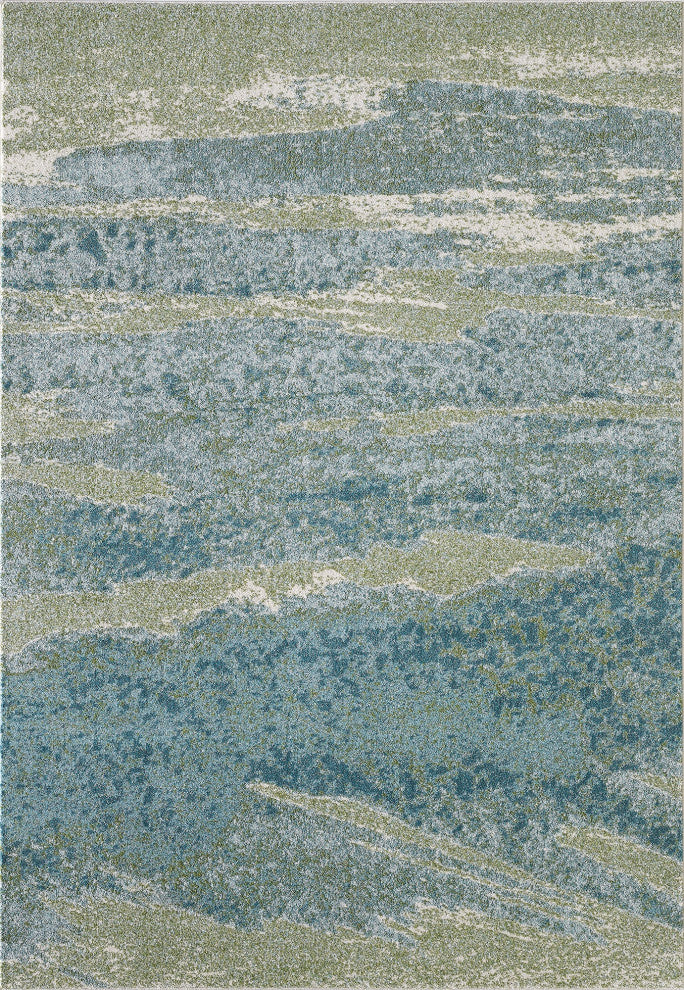 Illusions Mist Abstract Watercolor Area Rug, Ocean, 9'10" X 13'2"