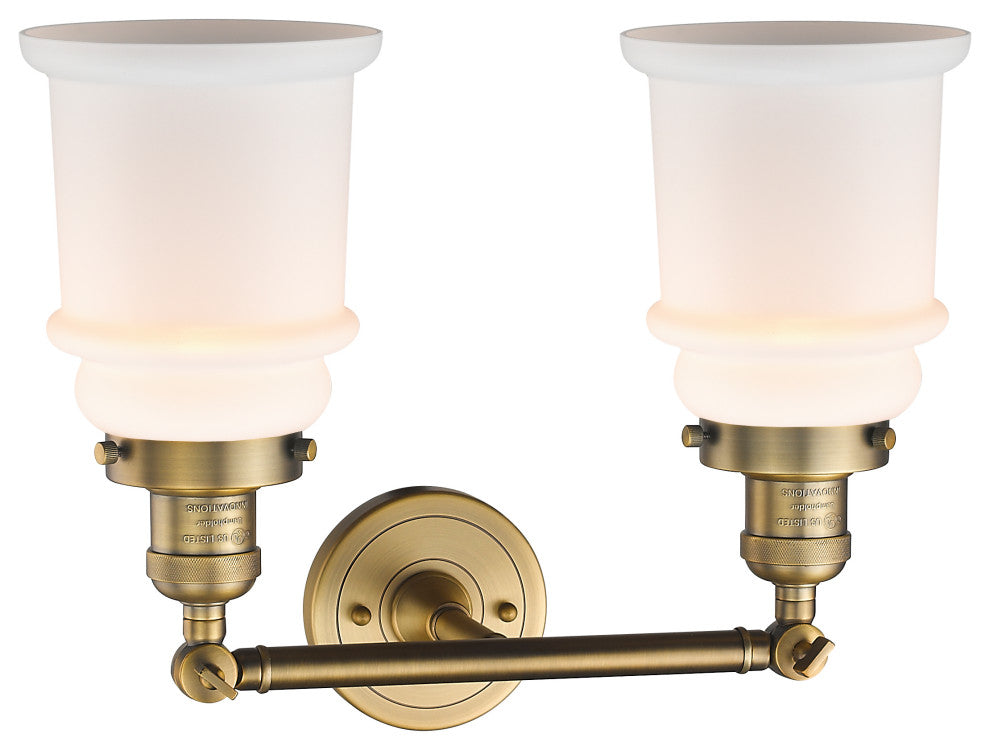 Canton 2-Light Bath Vanity-Light, Brushed Brass, Matte White