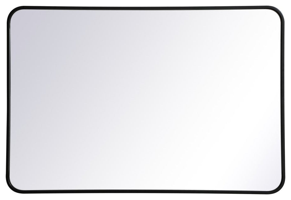 Ellis Soft Corner Metal Rectangular Mirror, Black, 27"x40"