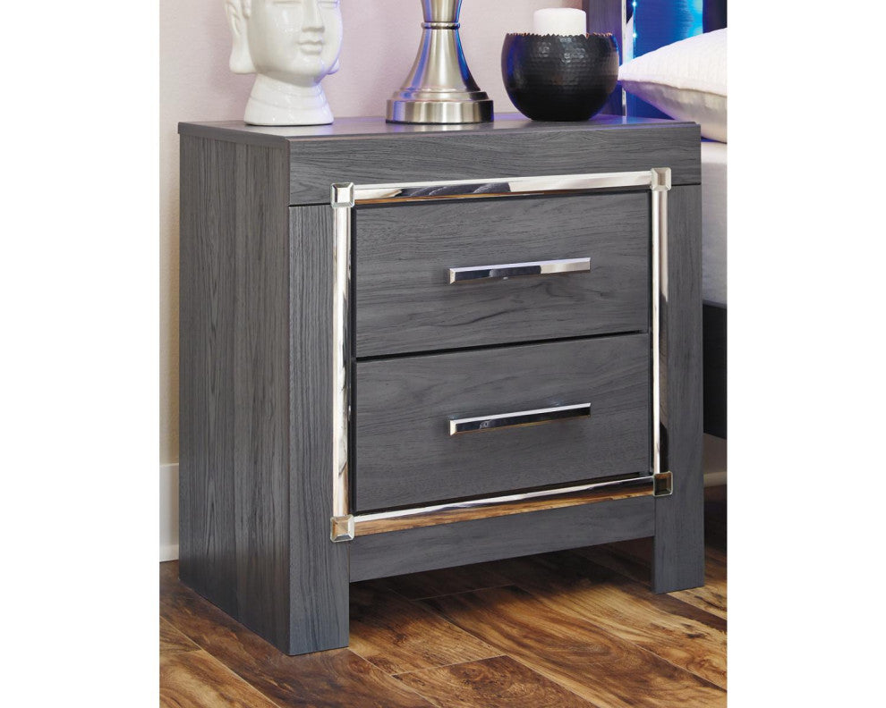 Lodanna Modern Gray Two Drawer Nightstand