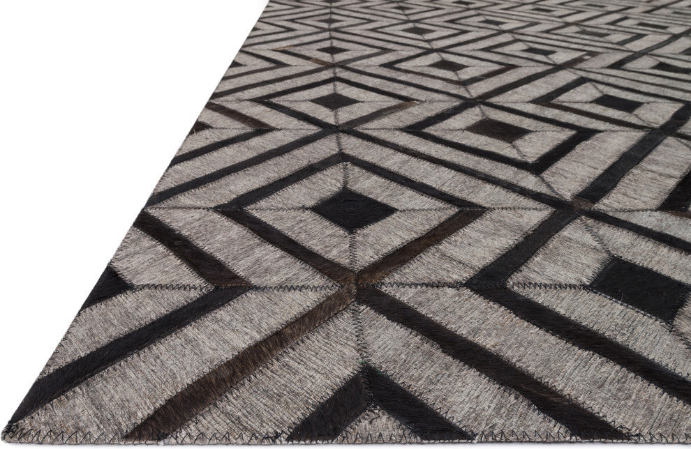 Cowhide & Hand Woven Viscose Dorado Beige Espresso Area Rug, 9'3"x13'