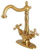Kingston Brass Two-Handle Bathroom Faucet With Brass Pop-Up, Brushed Brass