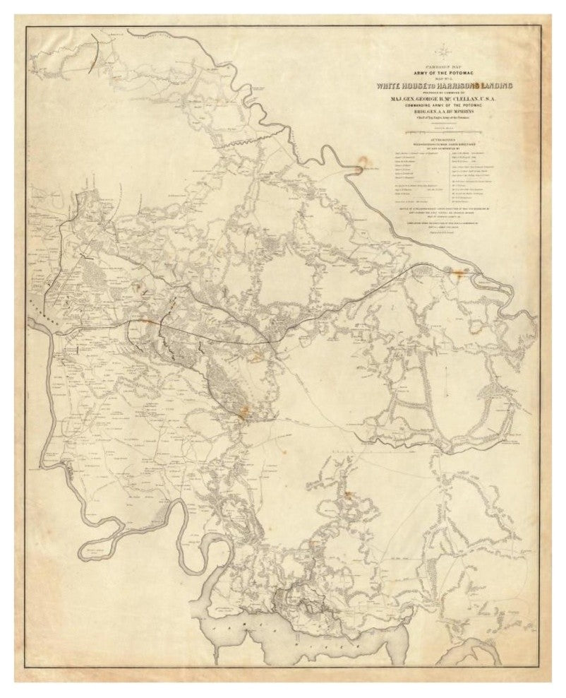 "Civil War - White House To Harrisons Landing, 1862" Paper Art, 31"x38"