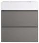Wood Wall-Mounted Bathroom Vanity Set with Integrated Resin Sink, Grey, 24"