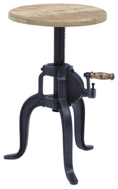 Global Archive Industrial Solid Wood and Iron Crank Table