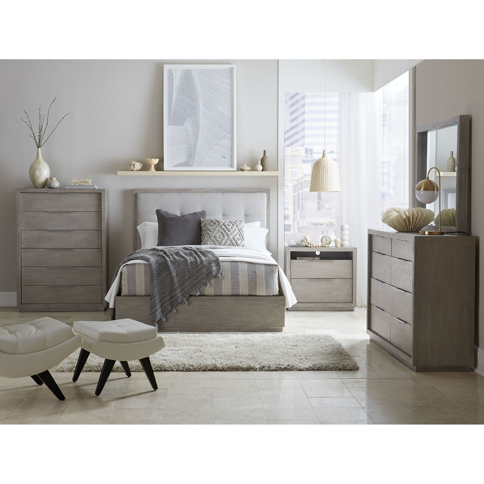 Benzara BM273434 Modern Acacia Wood 6 Drawer Tall Dresser Chest, Heather Gray