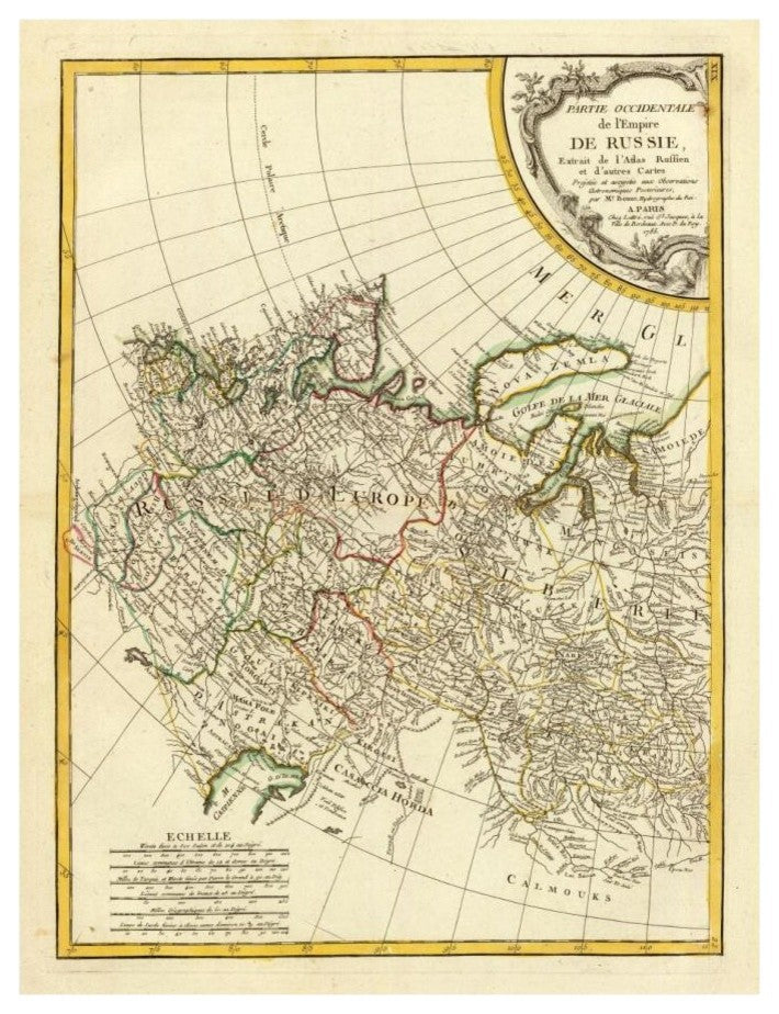 "Russia Occidentale, 1785" Digital Paper Print by Rigobert Bonne, 14"x18"