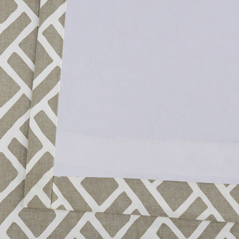 Martinique Taupe Printed Cotton Curtain Single Panel, 50"x120"