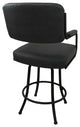 Swivel Counter Metal Bar Stool, Grey Vinyl - Black, 30"