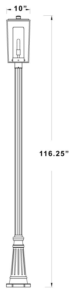 Z-LITE 595PHBR-519P-BK 1 Light Outdoor Post Mounted Fixture, Black
