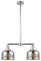 Large Bell 2-Light Chandelier, Polished Chrome, Silver Plated Mercury